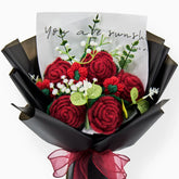 YSHomy Crochet Red Rose Bouquet with Black Wrapping